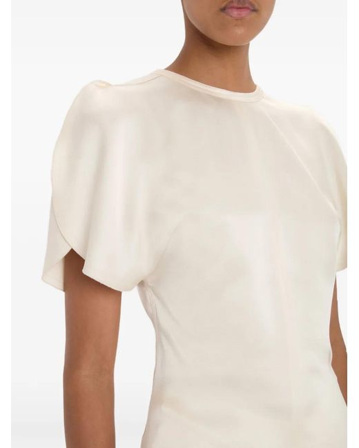 Victoria Beckham White Bela Short-Sleeve Blouse