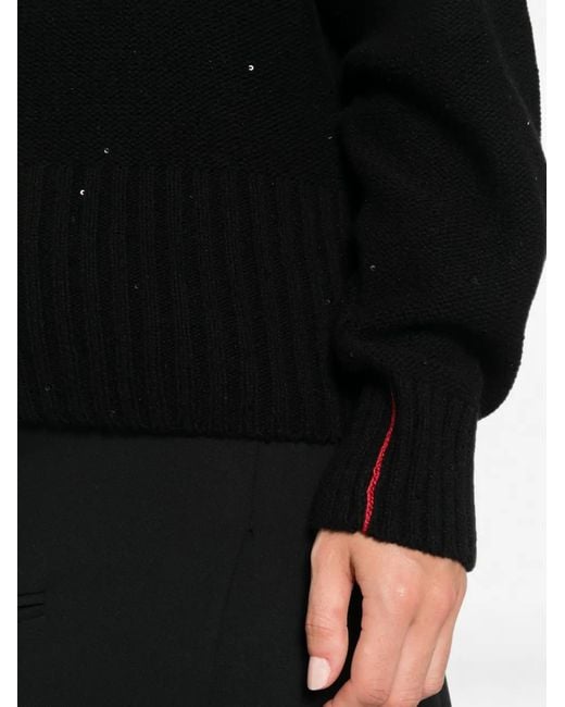 Liviana Conti Black Sequin-Embellished Boat-Neck Sweater