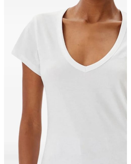 Boss White V-Neck Cotton T-Shirt