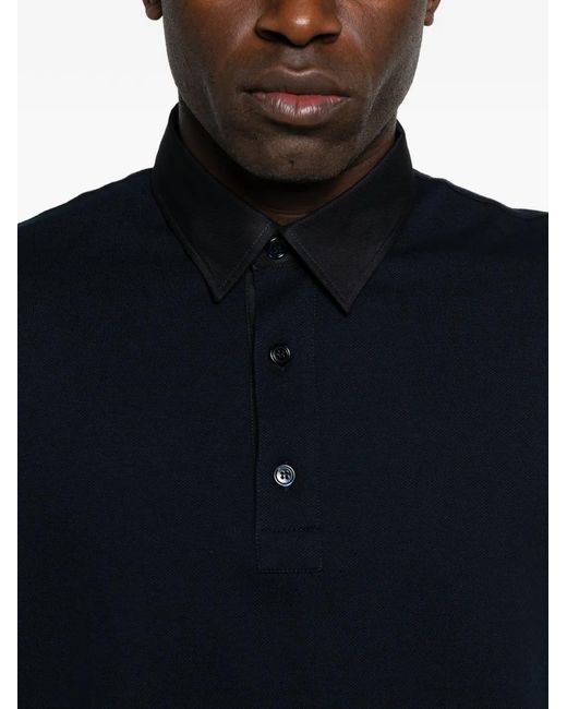 Brioni Black Contrast-Collar Polo Shirt for men