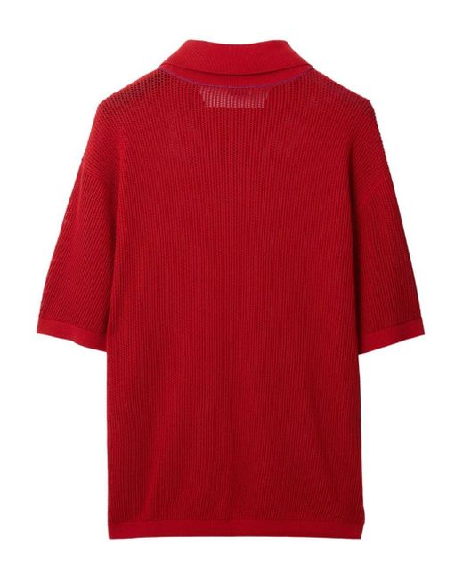 Burberry Poloshirt aus Mesh mit Ritteremblem in Red für Herren