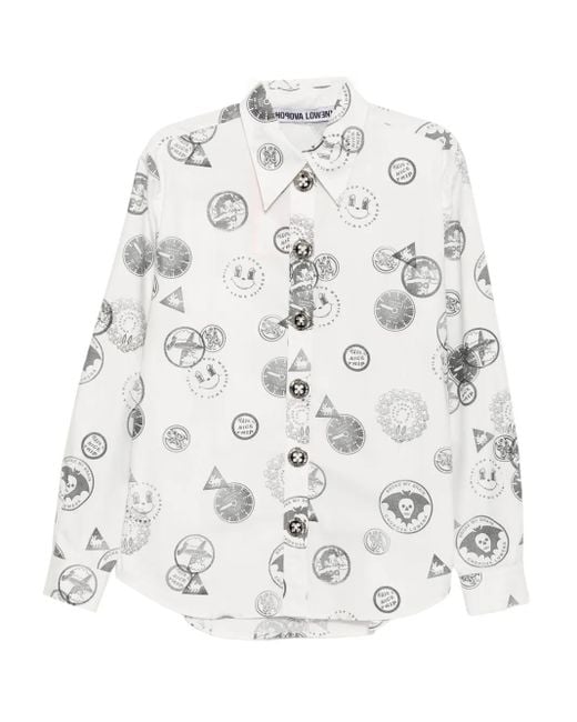 Chopova Lowena White All-Over Print Cotton Shirt