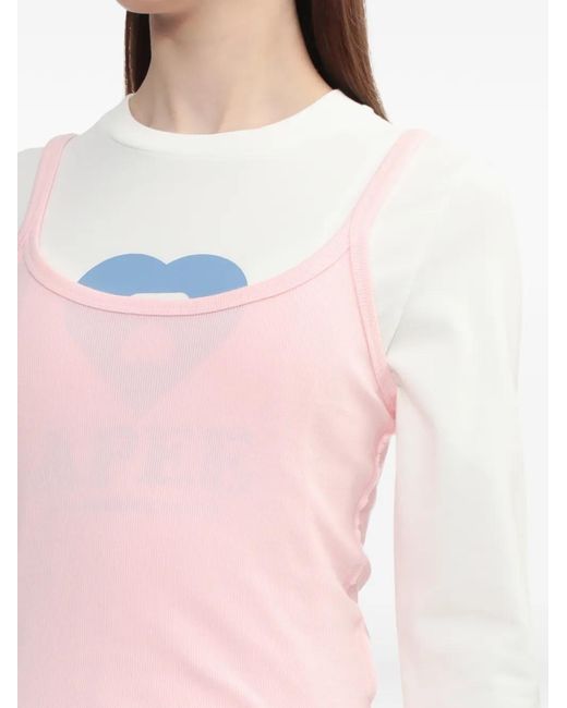 AAPE BY A BATHING AP Geribbelde Top in het Pink