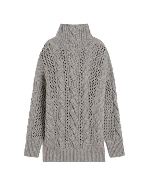 Sportmax Gray Cable-Knit Oversized Sweater