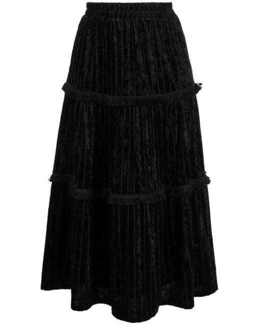 B+ AB Black Gestufter Midirock Mit Hohem Bund