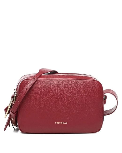 Coccinelle Mallory レザー ショルダーバッグ S Red