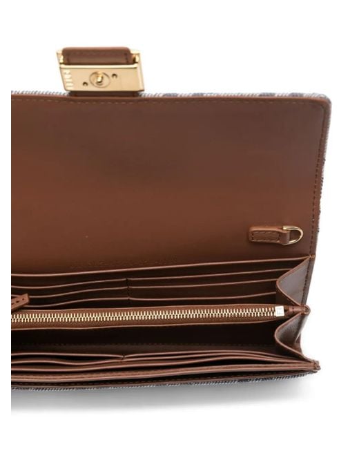 Fendi Gray Baguette Continental Clutch Bag