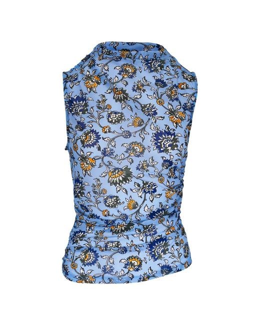 Veronica Beard Blue Sylviani Floral Top