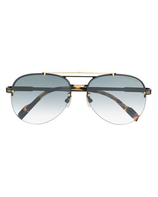 Cutler & Gross Black Tortoiseshell Aviator Sunglasses for men