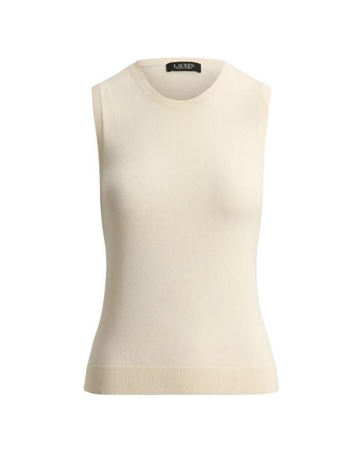 Ralph Lauren White Débardeur À Design Côtelé