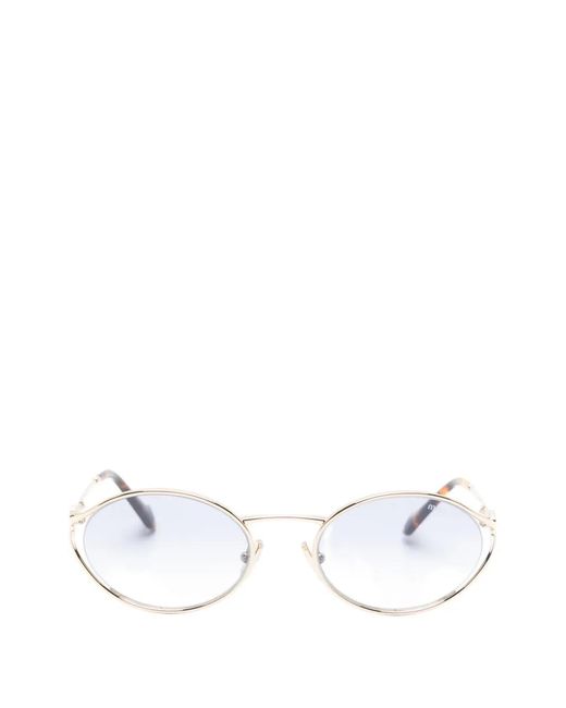 Miu Miu White Logo-Plaque Oval-Frame Sunglasses