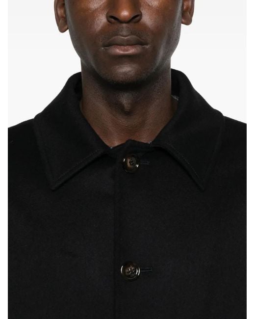 Aspesi Black Button-Fastening Coat for men