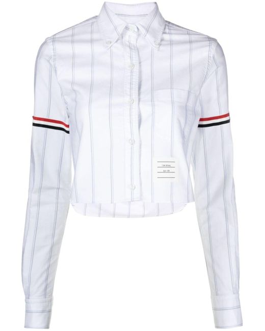 Thom Browne White Cropped Striped Shirt