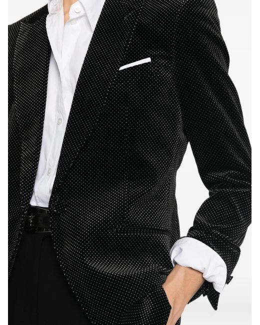 Tom Ford Black Polka-Dot Velvet Blazer