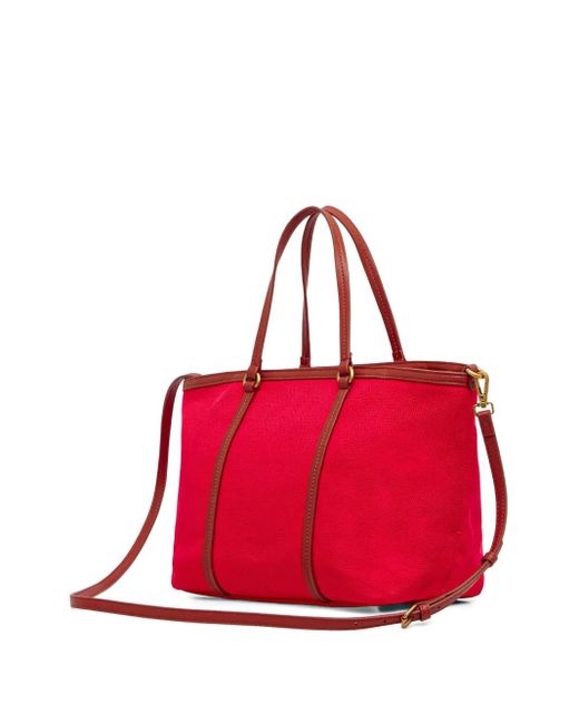 Pinko Red Medium Shopper Logo-Plaque Tote Bag