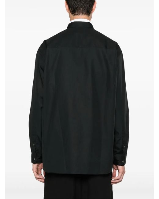 Comme des Garçons Black Embroidered-Logo Cotton Shirt for men