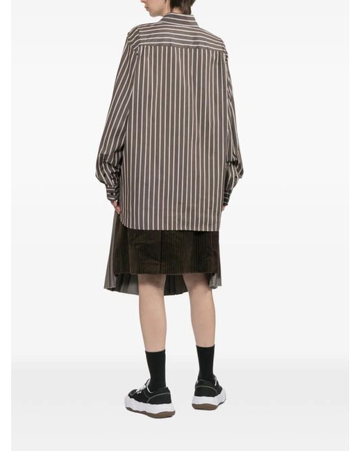 Maison Mihara Yasuhiro Brown Striped Twisted-Detail Shirt