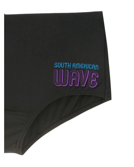 Amir Slama Black Logo-Print Swim Trunks for men