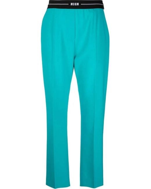 MSGM Pantalon Met Logotaille in het Blue