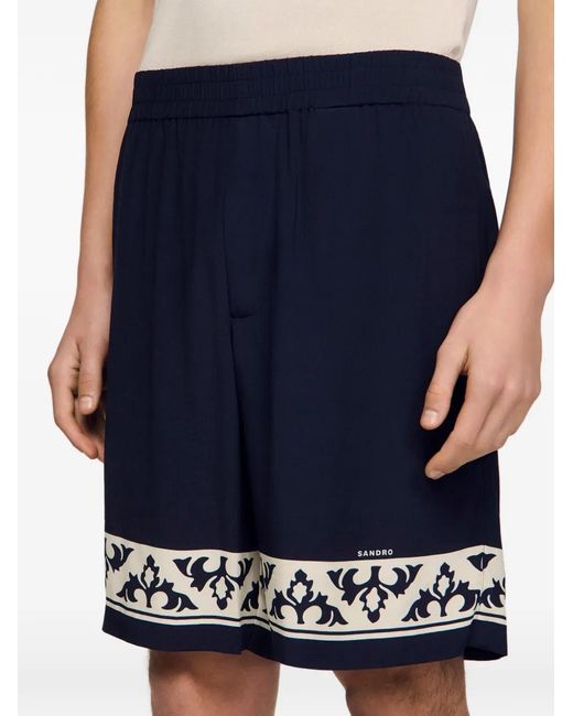 Sandro Blue Contrast Pattern Flowy Shorts for men