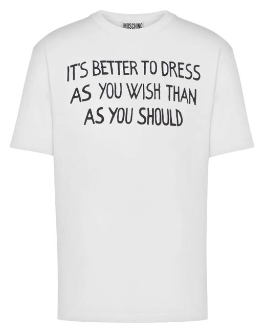 Moschino White T-Shirt With Text for men
