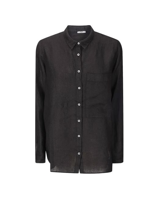 #MSM Black Chest-Pocket Linen Shirt