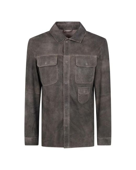 Giorgio Brato Gray Flap-Pocket Shirt for men