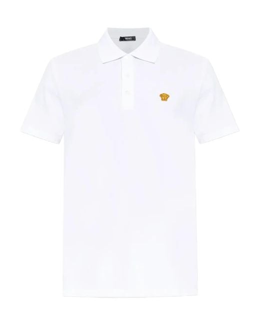 Versace White Medusa-Embellished Polo Shirt for men