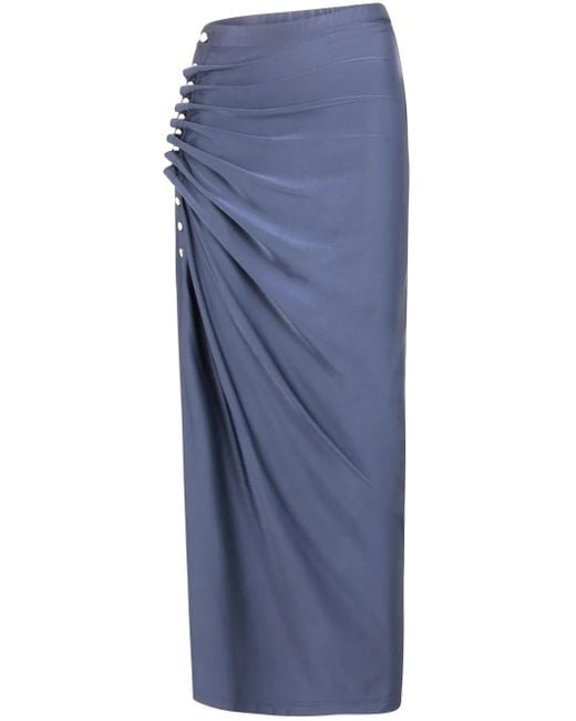 Rabanne Blue Draped-Detail Skirt