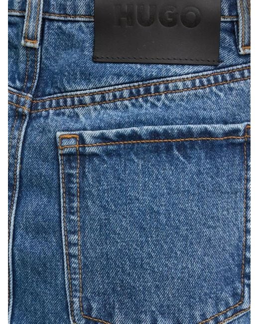 HUGO Blue Frayed-Hem Denim Mini Skirt