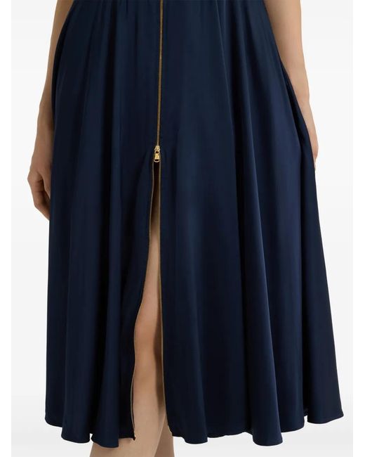 Patou Blue Halterneck Satin Midi Dress