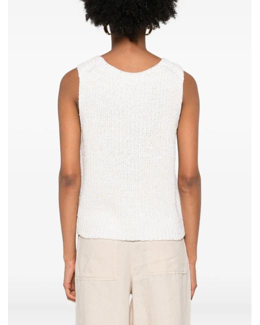 Marc O' Polo White Open-Knit Sleeveless Top