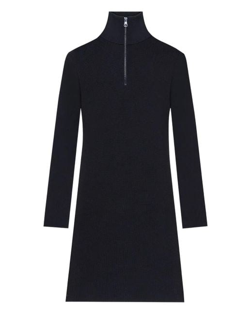 Courreges Mini-Jurk Met Hoge Hals En Rits in het Blue