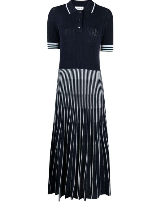 Lacoste Blue Ribbed-knit Polo Dress