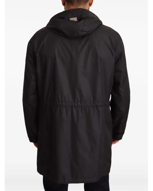 Dolce & Gabbana Black Logo-Detail Hooded Parka Coat for men