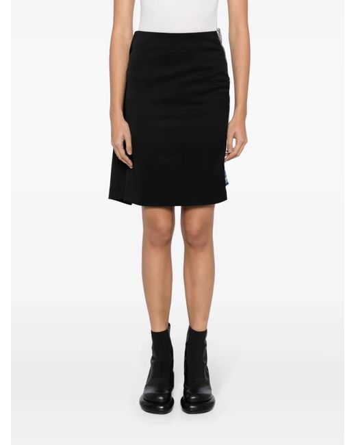 MM6 by Maison Margiela Black Asymmetric Panelled Denim Skirt