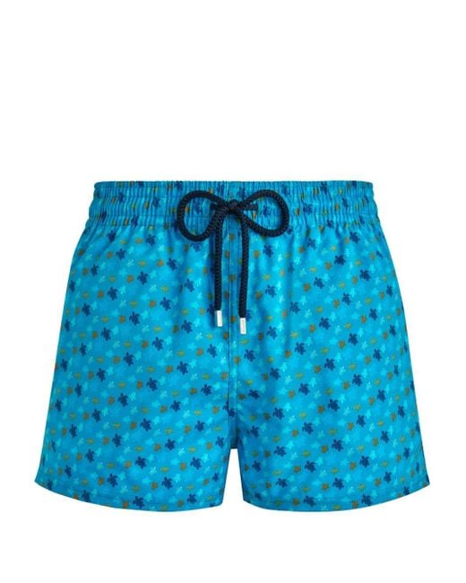 Vilebrequin Blue Ronde Des Tortues-print Drawstring Swim Shorts for men