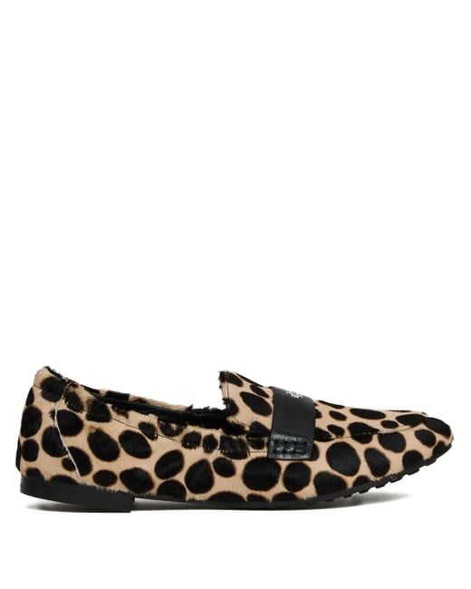Tory Burch Black Leopard-Printed Loafers