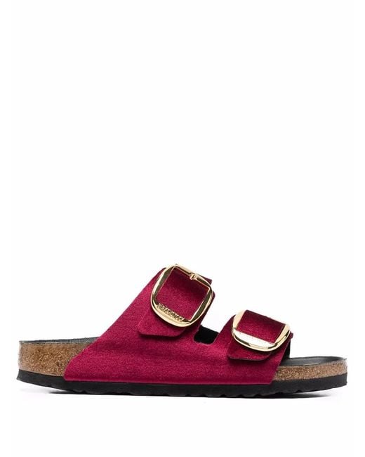 Birkenstock Purple Leather Flat Sandals
