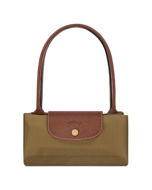 Longchamp Brown Le Pliage Leather-Trim Shoulder Bag