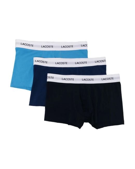 Lacoste Drie Boxershorts Met Logoband in het Blue voor heren
