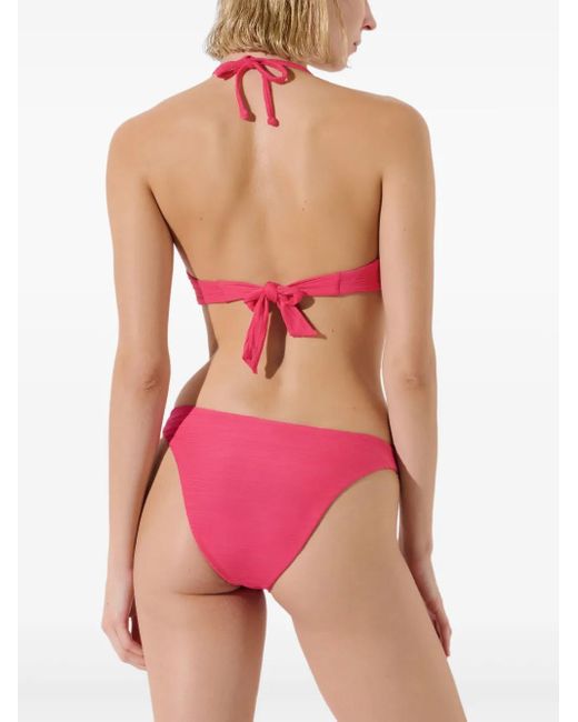 Karl Lagerfeld Pink Logo-Plaque Bikini Bottoms