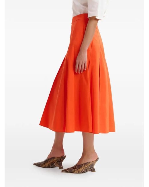 Essentiel Antwerp Orange "Jaelyn" Deep Pleat Midi-Skirt