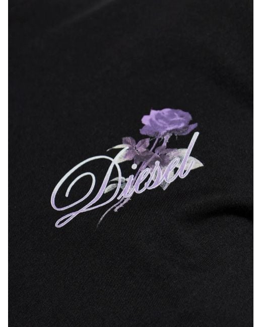 DIESEL Blue T-Cropyn Floral-Print Cropped T-Shirt