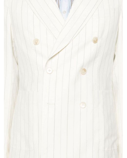 Manuel Ritz White Pinstriped Double-breasted Suit for men