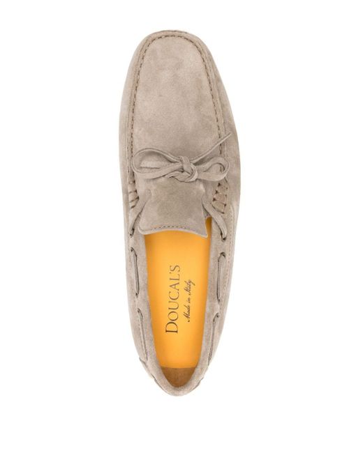 Doucal's White Suede Boat Shoes for men