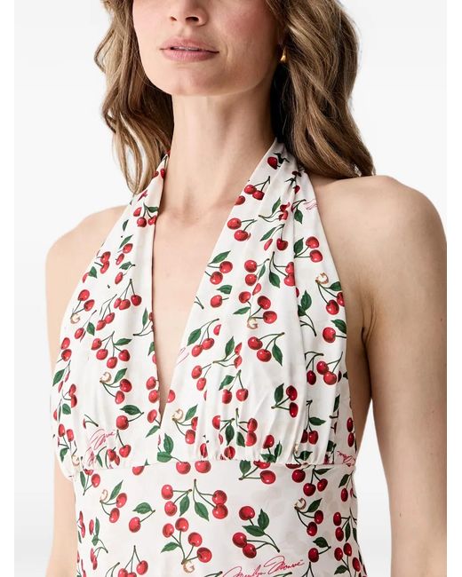 Guess White Cherry-Print Handkerchief-Hem Mini Dress