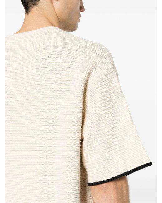 Jil Sander White Zigzag-intarsia Knitted T-shirt for men