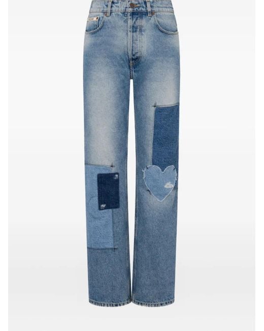 Moschino Blue Patchwork Straight-Leg Jeans