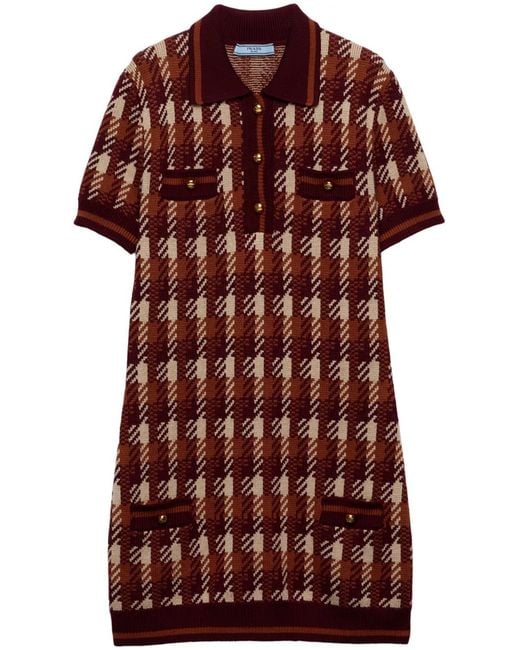 Prada Red Wool Knit Mini Dress